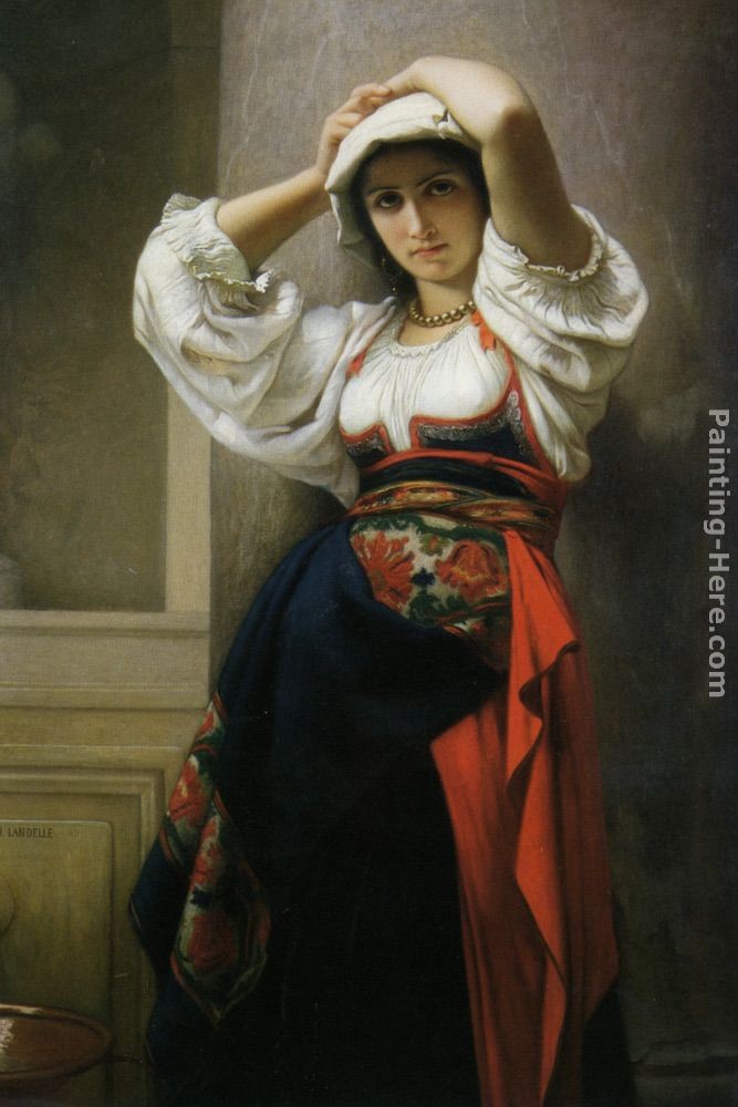 Charles Zacharie Landelle A quick rest by the Fountain